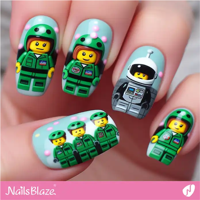 LEGO Male and Female Astronaut Minifigures Nail Design | Game Nails - NB2737